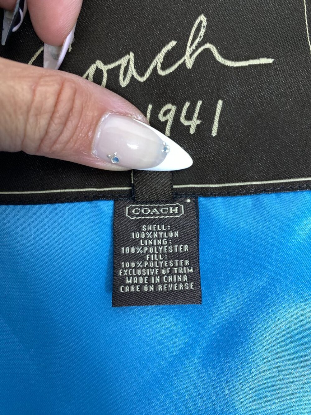 Coach Signature C Quilted Barn Jacket Brown Blue Size M Vintage - Picture 9 of 16